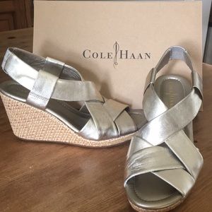 Cole Haan Gold Wedge Sandals - Size 7B- New